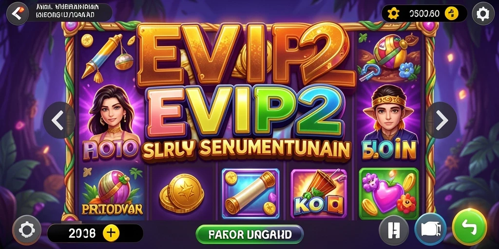 Tampilan gameplay menarik dari EVIP2 dengan simbol yang berwarna-warni.