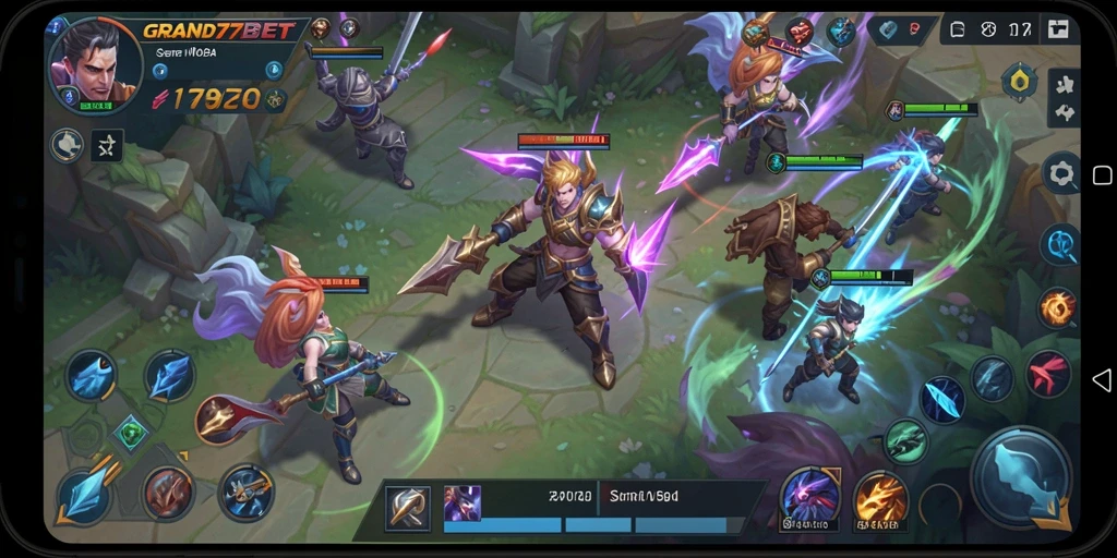 Tampilan gameplay seru di GRAND77BET saat pertarungan epik terjadi.