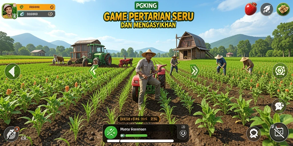 Screenshot PGKING menampilkan kegiatan bertani yang menarik dan penuh warna.