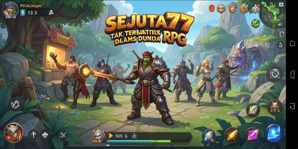 Tampilan gameplay SEJUTA77 yang penuh aksi dan petualangan RPG.