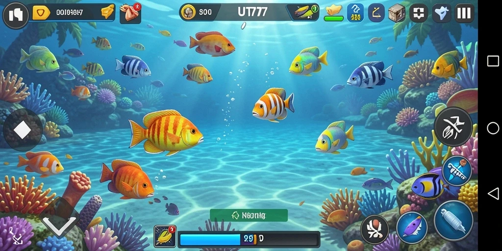 Gameplay UT77 yang seru dengan aksi menembak ikan.